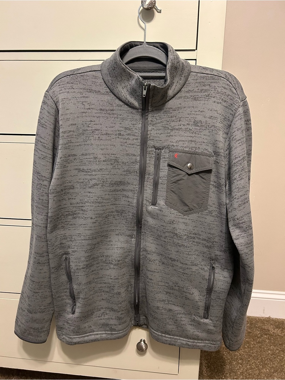 Criquet Gray Full-Zip Knit Jacket with Chest Pocket